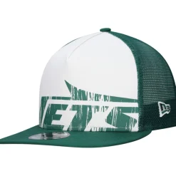 Snapback^New York Jets Men's New Era White/Green Distressed 9FIFTY A-Frame Snapback Hat