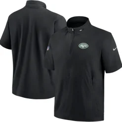 Sweatshirts & Fleece|Men^New York Jets Men's Nike Black Sideline Coach Short Sleeve Hoodie Quarter-Zip Jacket