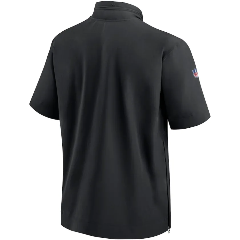 Sweatshirts & Fleece|Men^New York Jets Men's Nike Black Sideline Coach Short Sleeve Hoodie Quarter-Zip Jacket