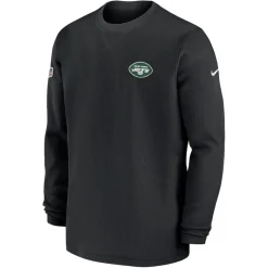 Long Sleeved^New York Jets Men's Nike Black 2023 Sideline Throwback Heavy Brushed Waffle Long Sleeve Top