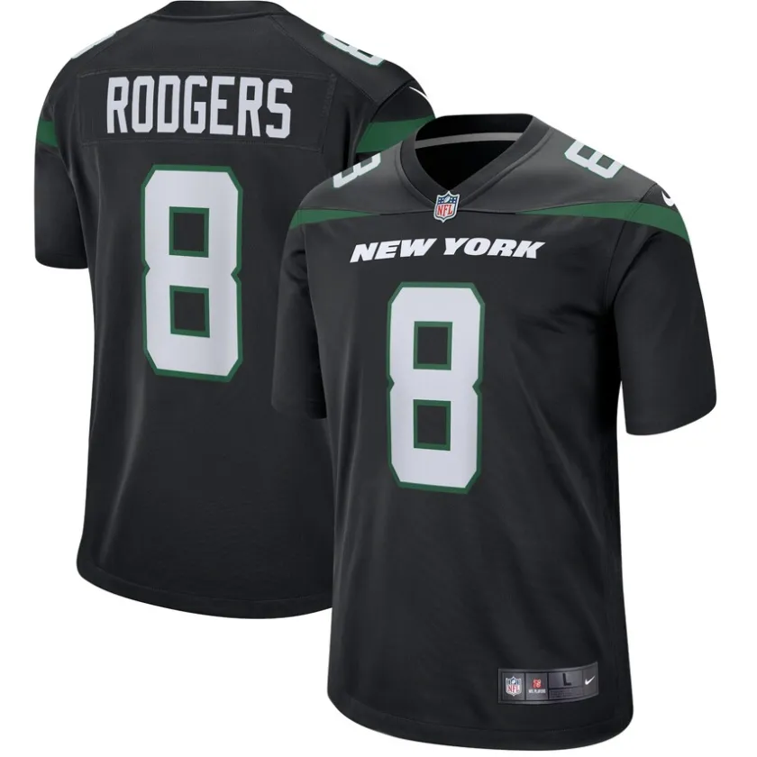 Jerseys|Men^New York Jets Men's Nike Aaron Rodgers Black Game Jersey