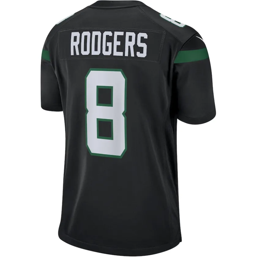 Jerseys|Men^New York Jets Men's Nike Aaron Rodgers Black Game Jersey