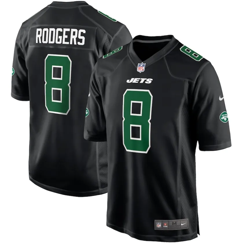 Jerseys|Men^New York Jets Men's Nike Aaron Rodgers Black Fashion Game Jersey