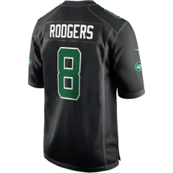 Jerseys|Men^New York Jets Men's Nike Aaron Rodgers Black Fashion Game Jersey