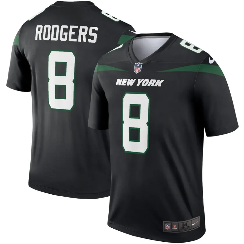 T-Shirts|Men^New York Jets Men's Nike Aaron Rodgers Black Alternate Legend Player Performance Top