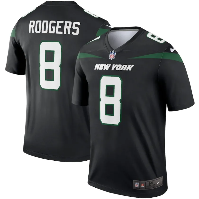 T-Shirts|Men^New York Jets Men's Nike Aaron Rodgers Black Alternate Legend Player Performance Top