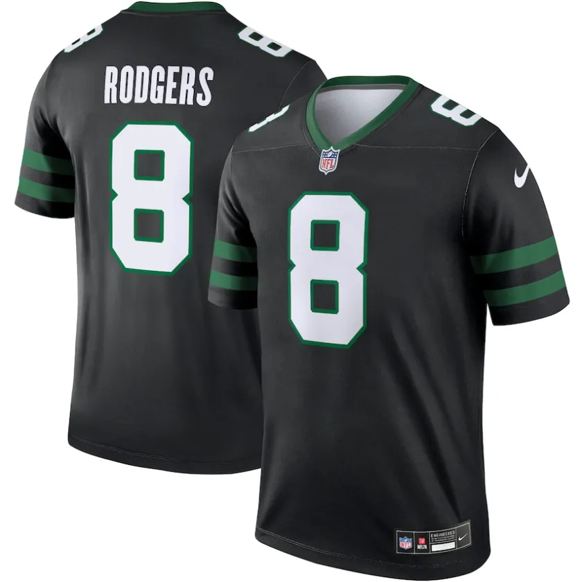 Jerseys|Men^New York Jets Men's Nike Aaron Rodgers Black Alternate Legend Player Performance Top