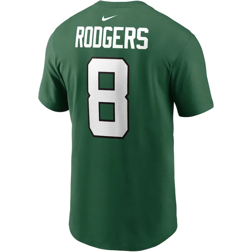 T-Shirts|Men^New York Jets Men's Nike Aaron Rodgers Green Player Name & Number T-Shirt