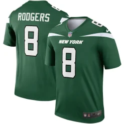 Nike Legend|Short Sleeved^New York Jets Men's Nike Aaron Rodgers Gotham Green Team Legend Player Performance Top