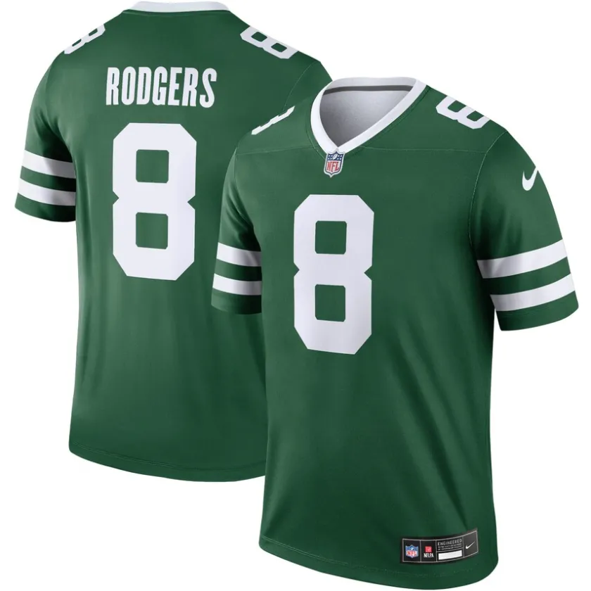 Jerseys|Men^New York Jets Men's Nike Aaron Rodgers Legacy Green Legend Player Performance Top