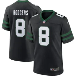 Nike Game^New York Jets Men's Nike Aaron Rodgers Legacy Black Alternate Game Jersey