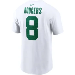 T-Shirts|Men^New York Jets Men's Nike Aaron Rodgers White Legacy Player Name & Number T-Shirt