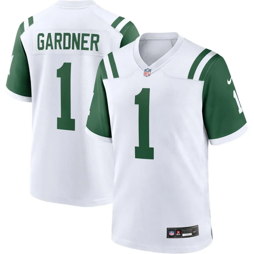Nike Game^New York Jets Men's Nike Ahmad Sauce Gardner White Classic Alternate Game Jersey