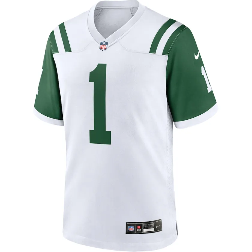 Nike Game^New York Jets Men's Nike Ahmad Sauce Gardner White Classic Alternate Game Jersey