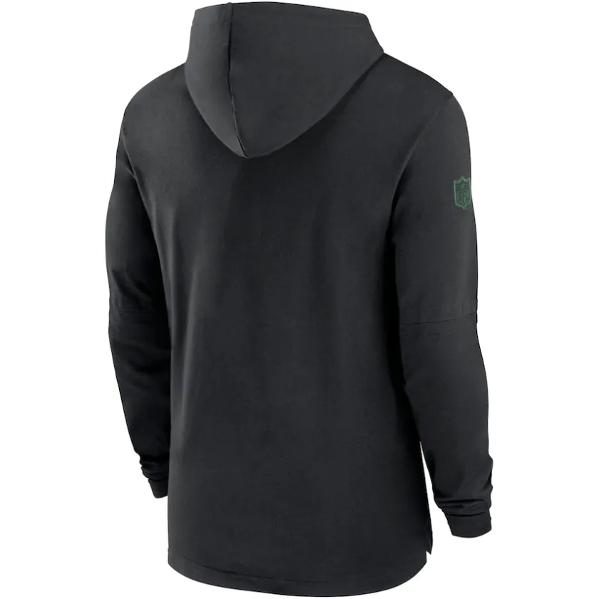 Long Sleeved^New York Jets Men's Nike Black Sideline Hoodie Performance Long Sleeve T-Shirt