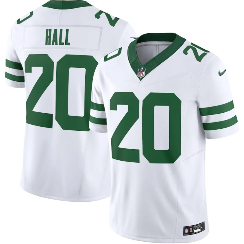 Nike Limited^New York Jets Men's Nike Breece Hall Legacy White Vapor F.U.S.E. Limited Jersey