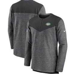 Jackets|Sweatshirts & Fleece^New York Jets Men's Nike Charcoal Sideline Lockup Performance Quarter-Zip Top