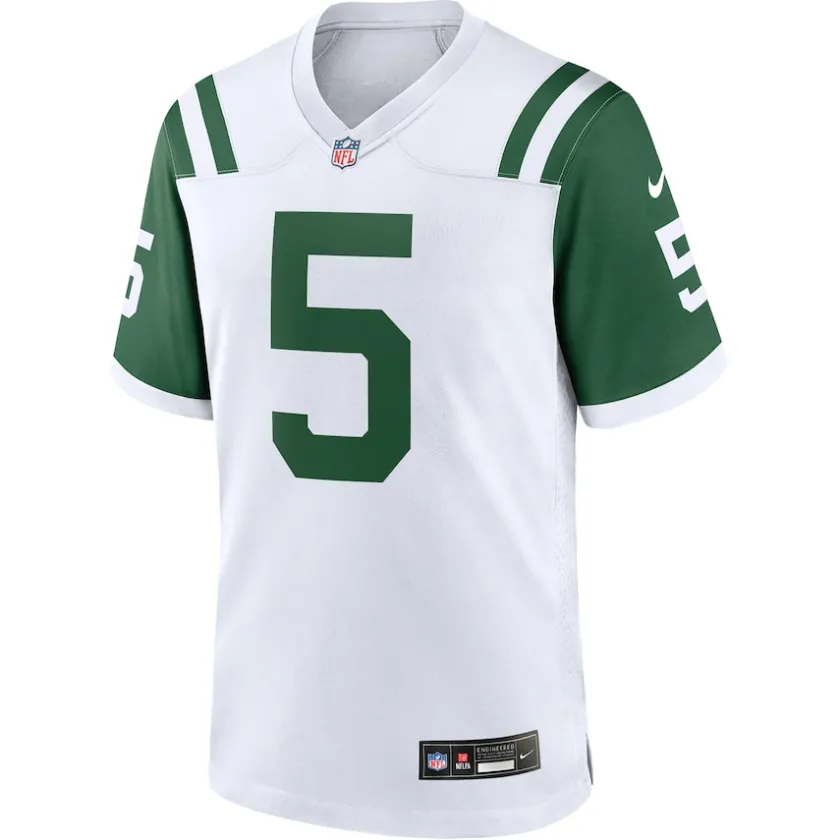 Nike Game^New York Jets Men's Nike Garrett Wilson White Classic Alternate Game Jersey