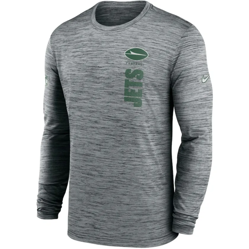 T-Shirts|Men^New York Jets Men's Nike Gray 2024 Sideline Velocity Performance Long Sleeve T-Shirt