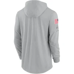 T-Shirts|Men^New York Jets Men's Nike Gray 2024 Salute To Service Lightweight Performance Long Sleeve Hooded T-Shirt