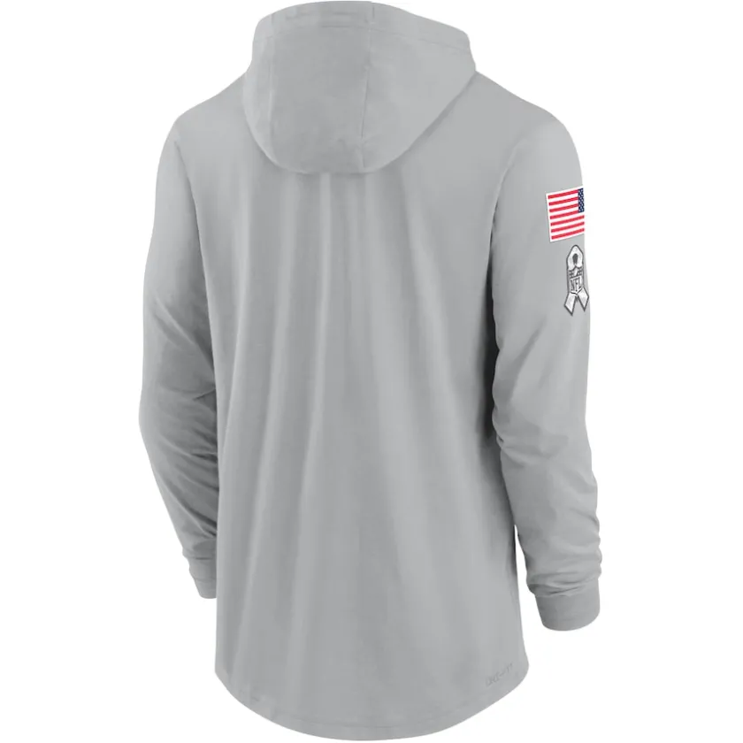 T-Shirts|Men^New York Jets Men's Nike Gray 2024 Salute To Service Lightweight Performance Long Sleeve Hooded T-Shirt