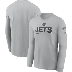 T-Shirts|Men^New York Jets Men's Nike Gray 2024 Salute To Service Long Sleeve T-Shirt