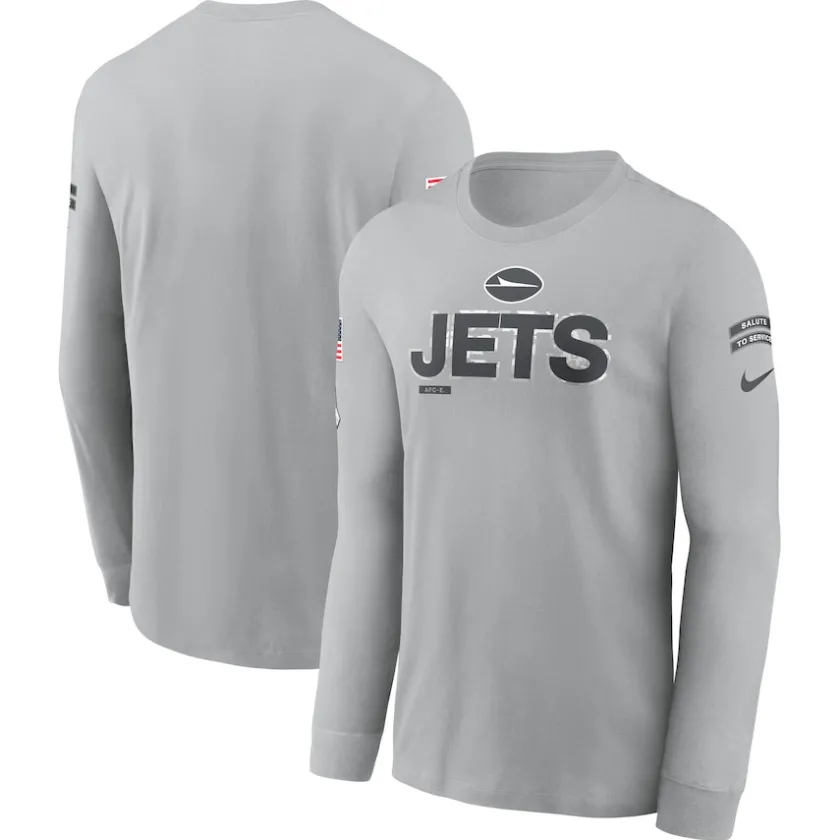 T-Shirts|Men^New York Jets Men's Nike Gray 2024 Salute To Service Long Sleeve T-Shirt