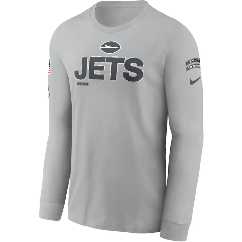 T-Shirts|Men^New York Jets Men's Nike Gray 2024 Salute To Service Long Sleeve T-Shirt
