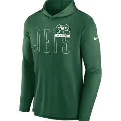 Long Sleeved^New York Jets Men's Nike Green Lightweight Performance Hooded Long Sleeve T-Shirt