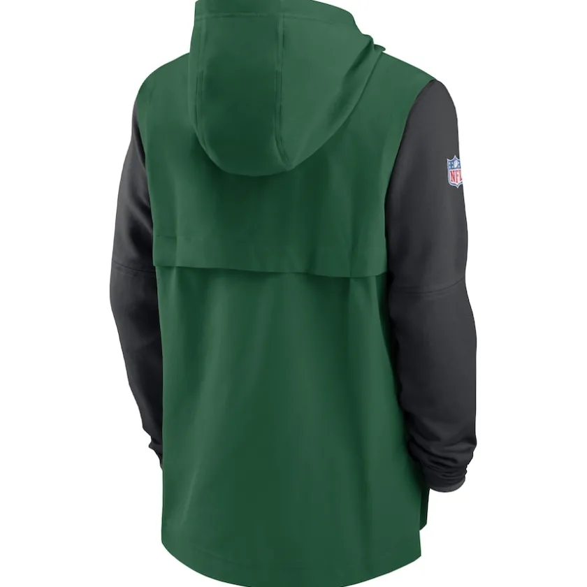 Jackets|Sweatshirts & Fleece^New York Jets Men's Nike Green/Black Sideline Player Quarter-Zip Hoodie