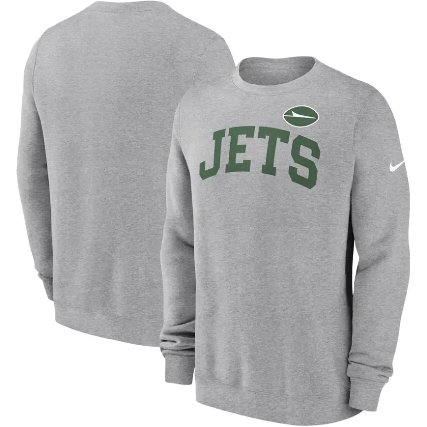 Sweatshirts & Fleece|Men^New York Jets Men's Nike Heather Gray Club Pullover Sweatshirt