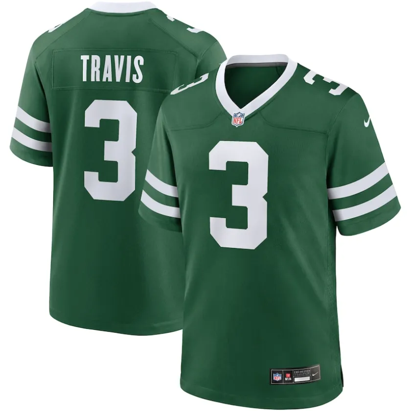 Nike Game^New York Jets Men's Nike Jordan Travis Legacy Green Team Game Jersey
