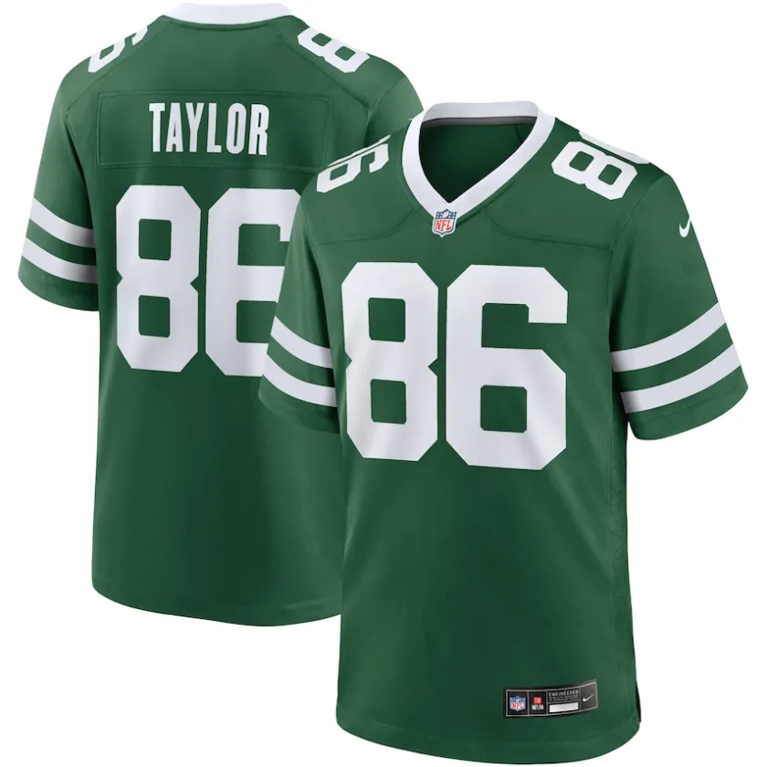 Nike Game^New York Jets Men's Nike Malik Taylor Legacy Green Team Game Jersey