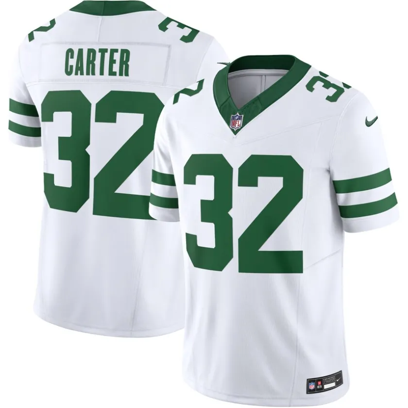 Nike Limited^New York Jets Men's Nike Michael Carter Legacy White Vapor F.U.S.E. Limited Jersey