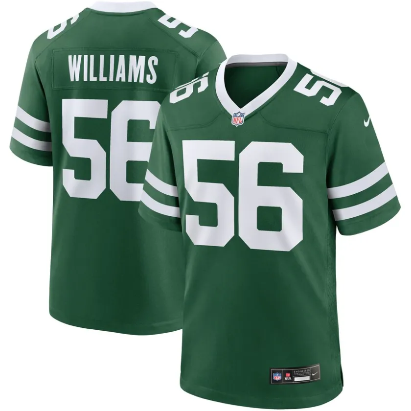 Nike Game^New York Jets Men's Nike Quincy Williams Legacy Green Game Player Jersey