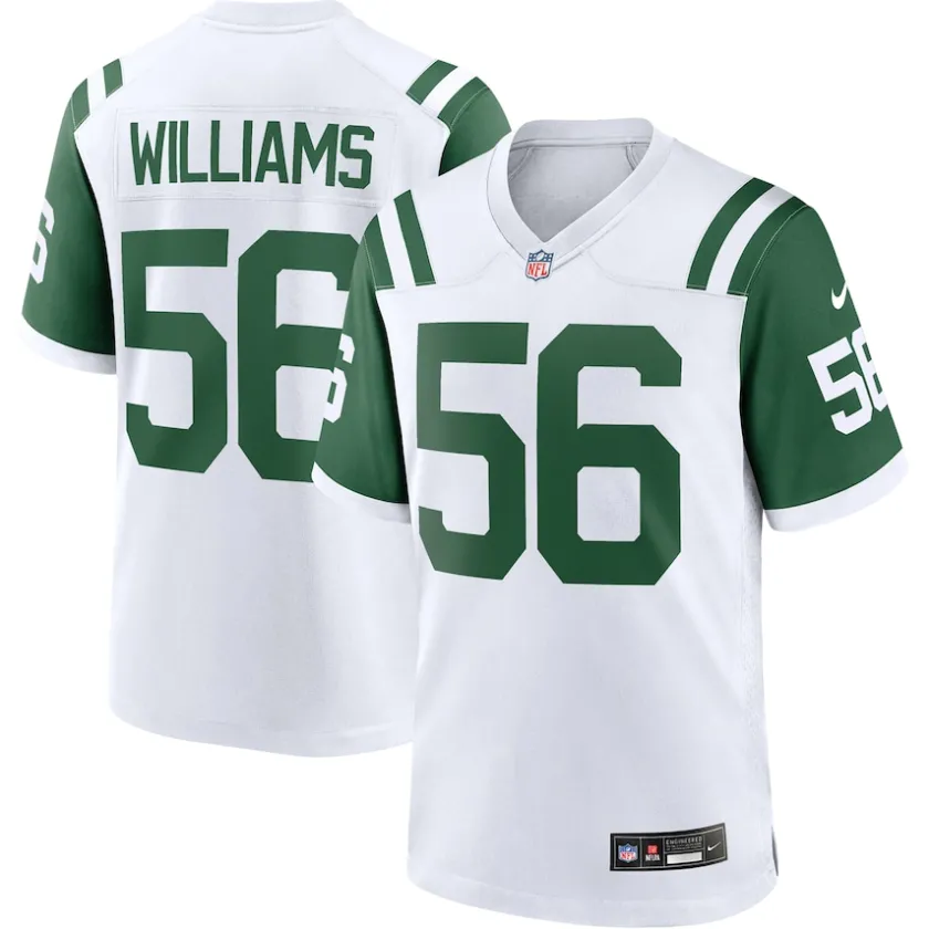 Nike Game^New York Jets Men's Nike Quincy Williams White Classic Alternate Player Game Jersey