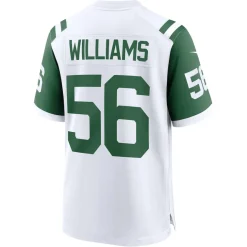 Nike Game^New York Jets Men's Nike Quincy Williams White Classic Alternate Player Game Jersey