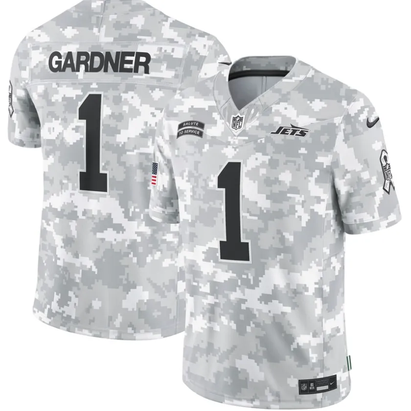 Nike Limited|Pro Line^New York Jets Men's Nike Sauce Gardner Arctic Camo 2024 Salute To Service Limited Jersey