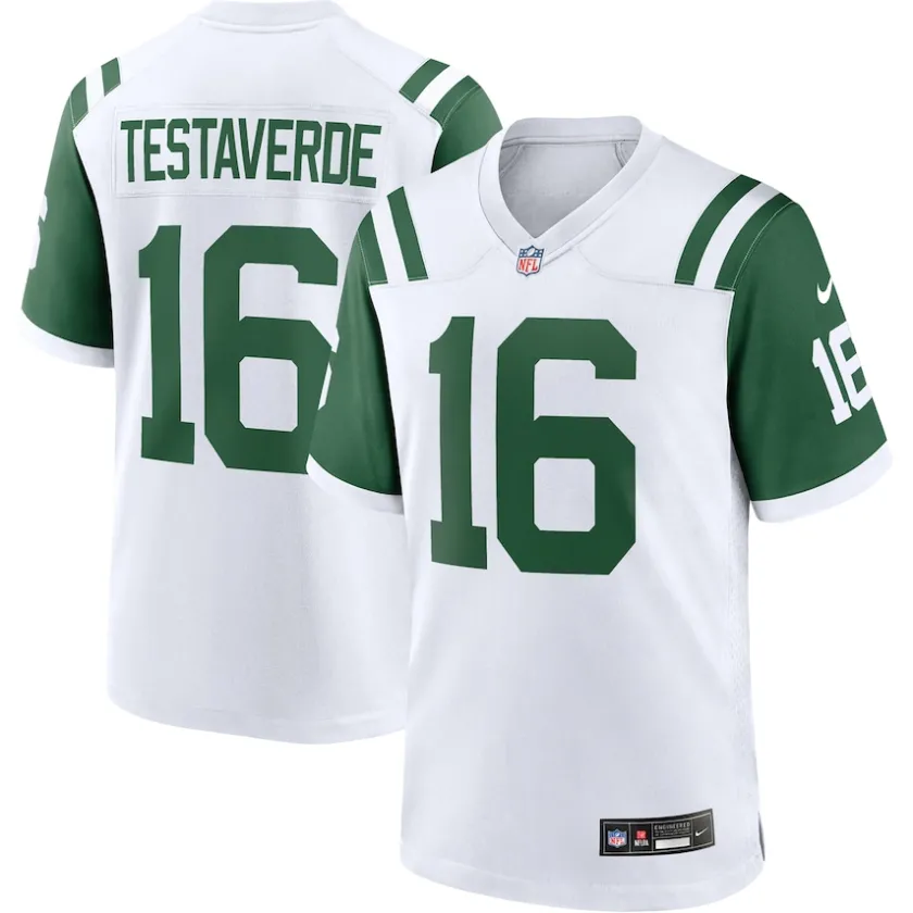 Nike Game^New York Jets Men's Nike Vinny Testaverde White Classic Alternate Retired Player Game Jersey