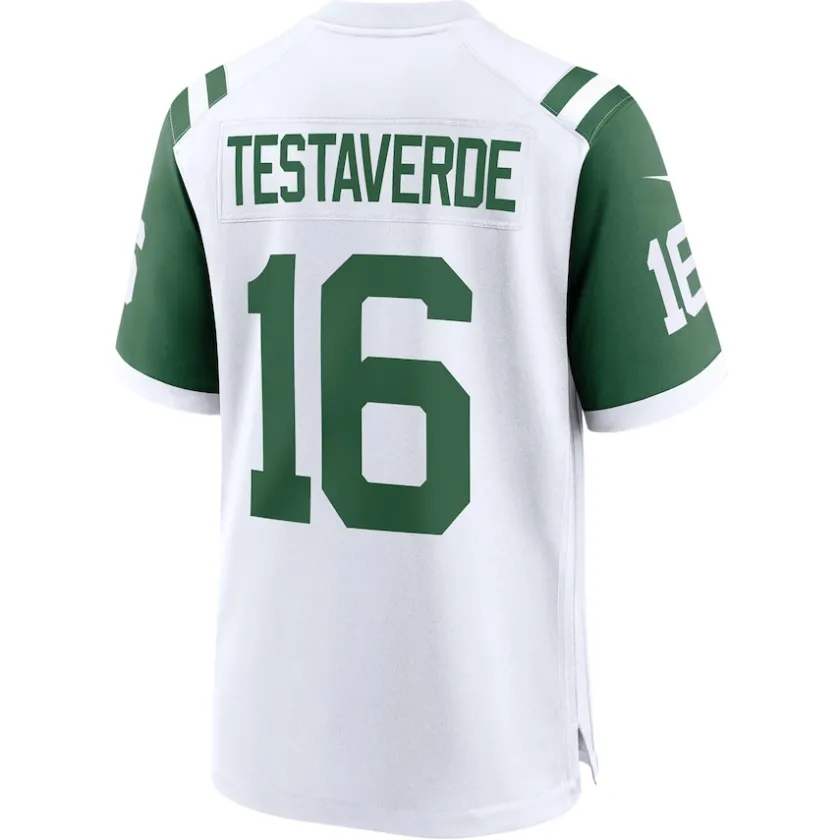 Nike Game^New York Jets Men's Nike Vinny Testaverde White Classic Alternate Retired Player Game Jersey