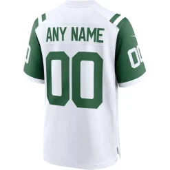 Nike Game^New York Jets Men's Nike White Classic Alternate Custom Replica Jersey