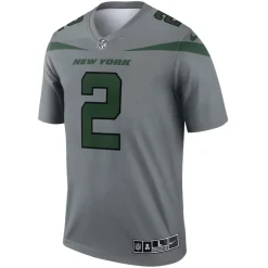 Jerseys|Men^New York Jets Men's Nike Zach Wilson Gray Inverted Legend Player Performance Top