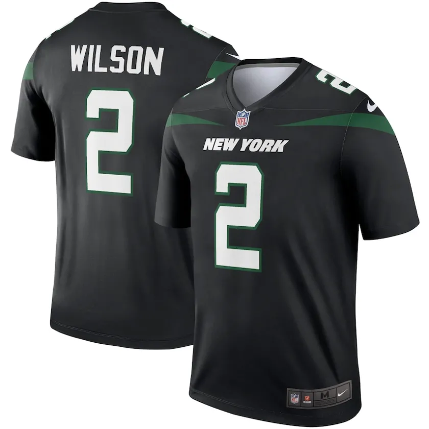 Nike Legend^New York Jets Men's Nike Zach Wilson Black Alternate Legend Player Performance Top