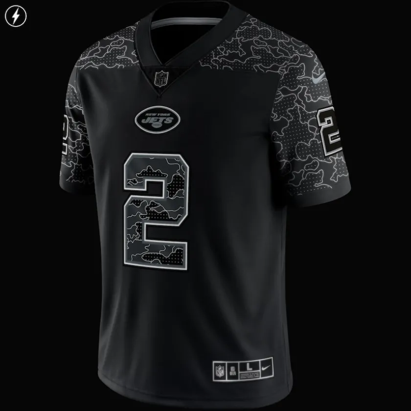 Nike Limited^New York Jets Men's Nike Zach Wilson Black RFLCTV Limited Jersey