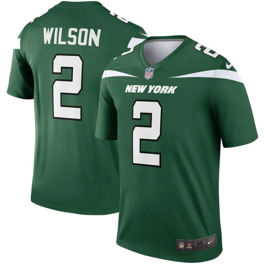 Nike Legend^New York Jets Men's Nike Zach Wilson Gotham Green Team Legend Player Performance Top