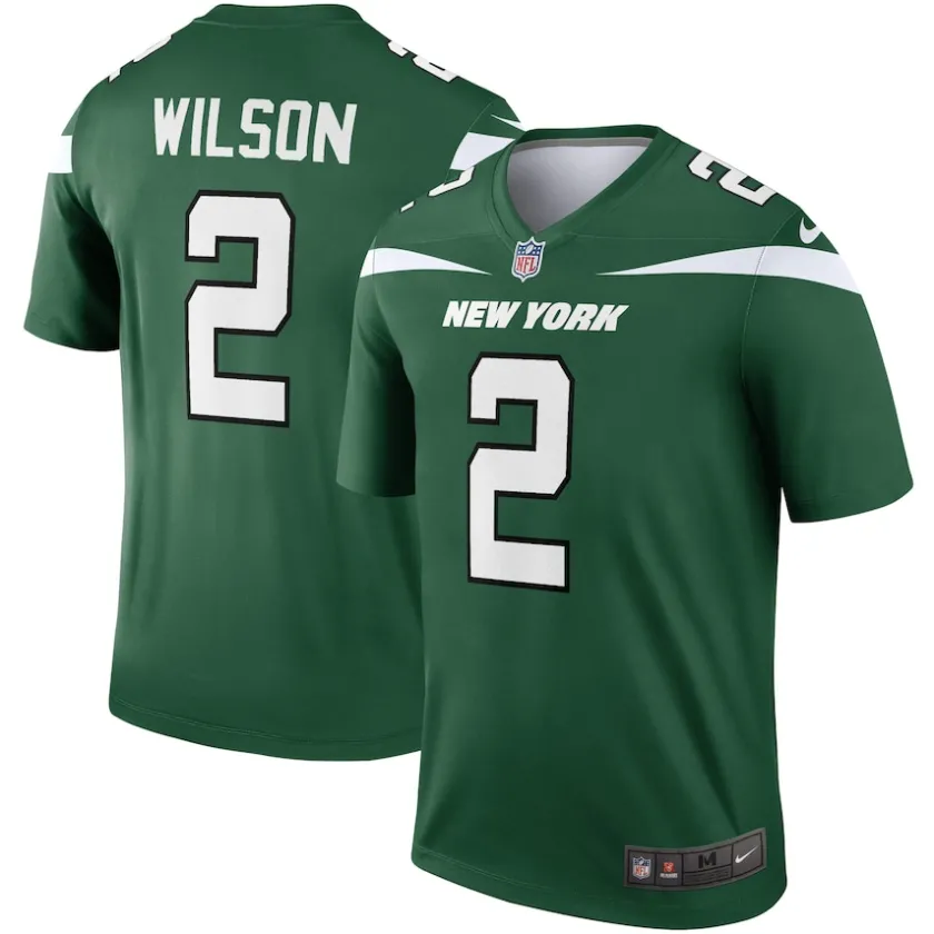 Nike Legend^New York Jets Men's Nike Zach Wilson Gotham Green Team Legend Player Performance Top