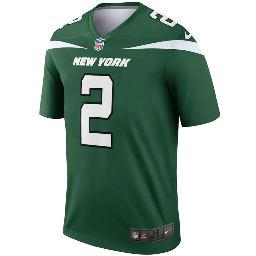Nike Legend^New York Jets Men's Nike Zach Wilson Gotham Green Team Legend Player Performance Top