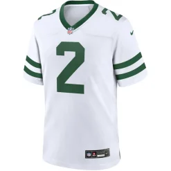 Replica^New York Jets Men's Nike Zach Wilson Legacy White Game Jersey