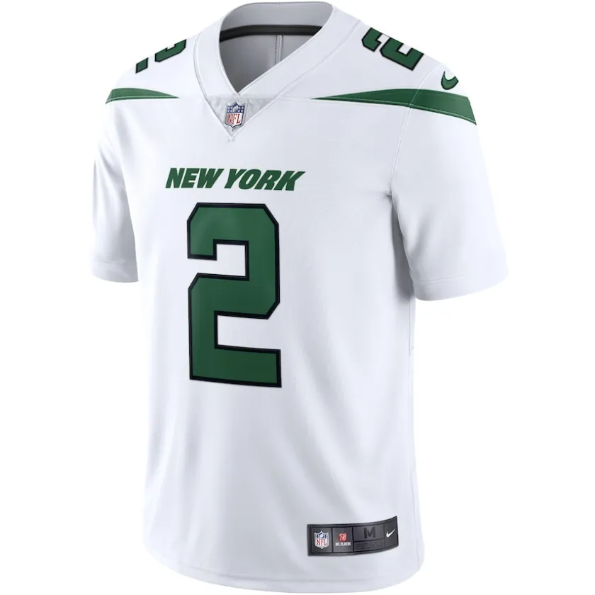 Nike Limited^New York Jets Men's Nike Zach Wilson Spotlight White Vapor Limited Jersey
