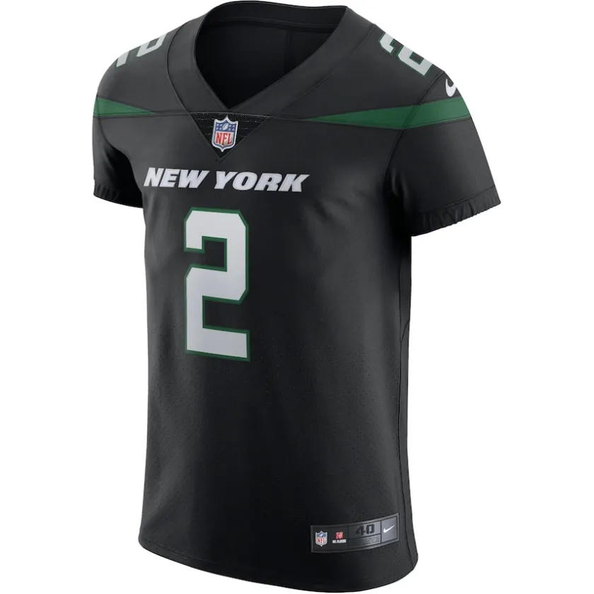 Nike Elite^New York Jets Men's Nike Zach Wilson Stealth Black Vapor Elite Jersey